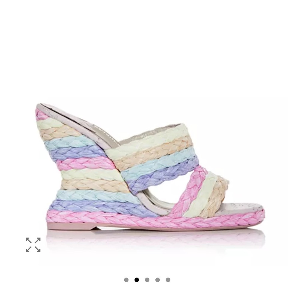 Sophia Webster Ines Woven Wedge Mid Espadrille Mule Slide Sandals 36